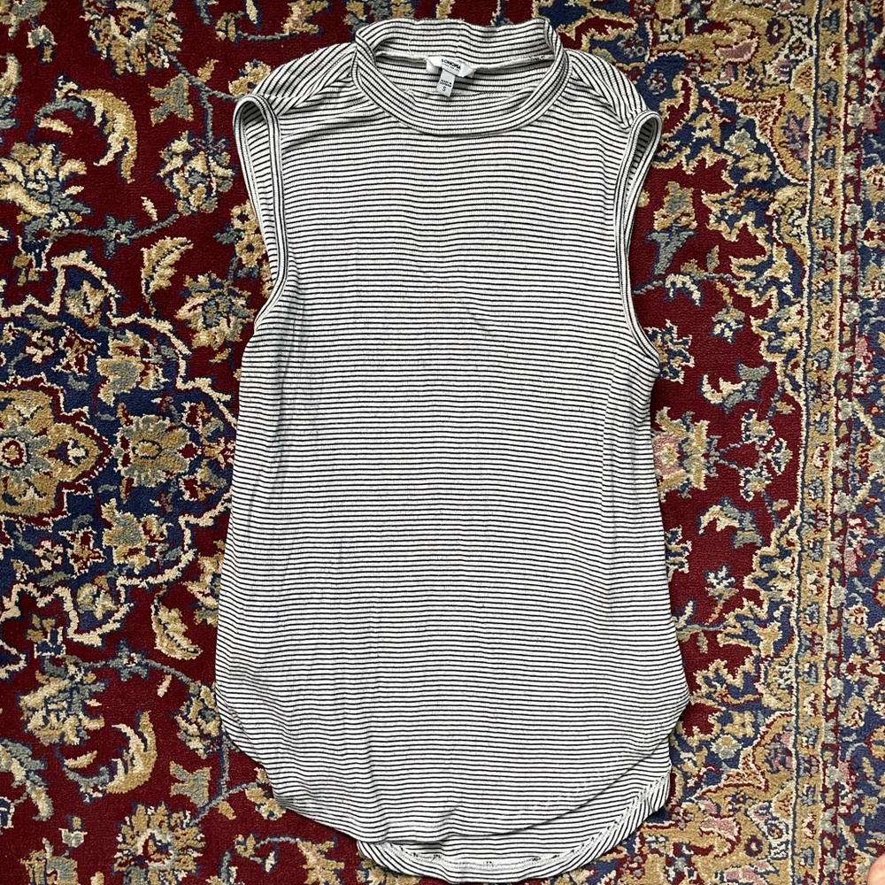 Sonoma Black & White Knit Sleeveless, Mock-Neck Top